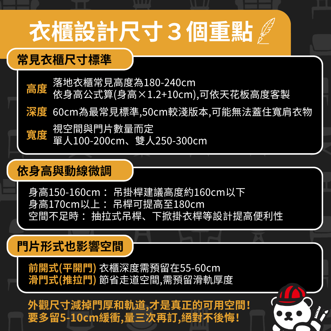 衣櫃設計尺寸怎麼抓